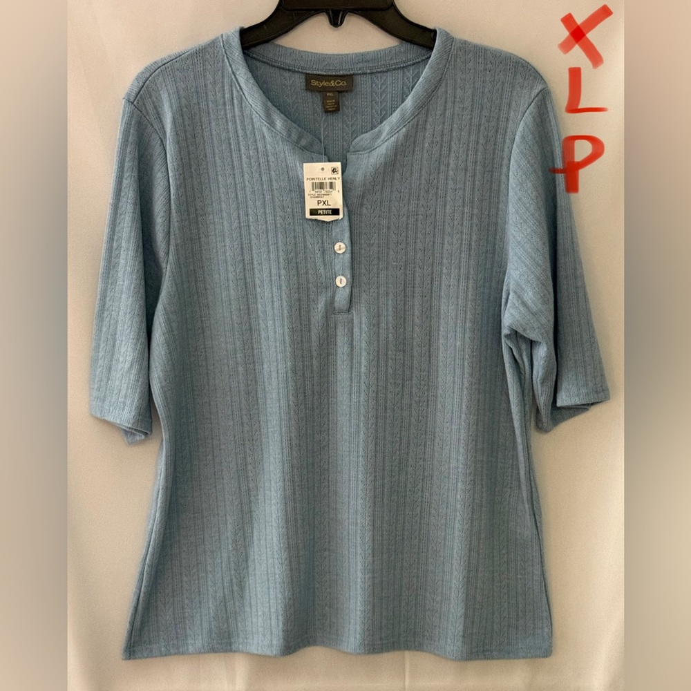Style & Co. Light Blue Short Sleeve Top